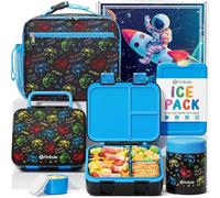 Fimibuke Bento Lunch Box for Kids Toddler Boys with 12OZ Insulated Food Jar | 3-Compartment 32OZ Snack Lunch Container Bento Box, Lunch Bag & Ice Pack Set for Age 3-12 School Daycare Camp, Gamepad