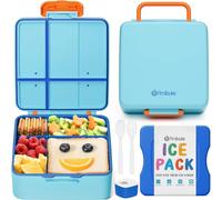 Fimibuke Chill Bento Box for Kids Adult, Leak Proof Toddler Lunch Box with Ice Pack Keep Food Cold, BPA Free 4 Compartment Lunch Container with Utensils for Girl Boy School, Microwave Dishwasher Safe