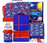 Fimibuke Kids Bento Snack Lunch Box with 4 Compartment, Insulated Lunch Bag, Stainless Steel Vacuum Thermo Food Jar, Ice Pack, Utensils Set, Birthday Gifts for Age 3-12 Back to School Toddler Girl Boy