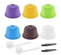 FiMix 6Pcs Reusable Coffee Capsules, Refillable Filters for Dolce Gusto, with Cleaning Brush & Measuring Spoon, Colorful