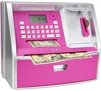 Fimleiy ATM Money Box for Kids - Count, Learn, and Achieve Financial Goals with this Cute Stuff and Secure Toy Piggy Bank for Boys Girls Ages 6-12 (Pink)