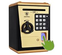 Fimleiy Children's Safe - Protects Secrets with a Code - Automatic Music Feeder - Checkable Opening Time - Fingerprint Confirmation Money Box - Funny Gift for Children Aged 6+ (Gold)