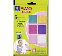 STAEDTLER 8032 02 FIMO Kids Super Soft Modelling Clay - Assorted Fancy Pastel Colours (Pack of 6 Blocks)