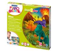 STAEDTLER 8034 07 LZ FIMO Kids Form&Play Playtime & Modelling Polymer Clay Set - "Dino" (Pack of 4 Blocks, Stickers, Modelling Tools & Background Scene)