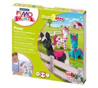 STAEDTLER 8034 08 LZ FIMO Kids Form&Play Playtime & Modelling Polymer Clay Set - "Pony" (Pack of 4 Blocks, Stickers, Modelling Tools & Background Scene)