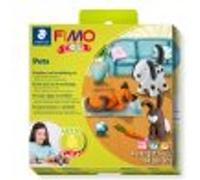 STAEDTLER 8034 02 LZ FIMO Kids Form&Play Playtime & Modelling Polymer Clay Set - "Pets" (Pack of 4 Blocks, Stickers, Modelling Tools & Background Scene)