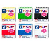 Fimo Oven Bake Clay . Starter set 6 x 56g Blocks in assorted Colours. by Fimo