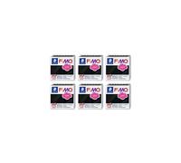 FIMO Soft Polymer Oven Bake Modelling Clay - 57g Blocks - Set of 6 - Black