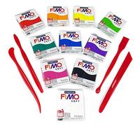 FIMO Soft Polymer Oven Modelling Clay - 57g - Beginners Set - 10 Colours + FIMO Modelling Tools