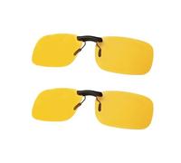 FIMOSON Clip On Night Driving Glasses - Polarized Anti Glare Night Vision Sunglasses for Wearing Over Prescription Glasses, 2Pack