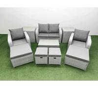 10 PCs Rectangular Coffee Table Set Reclining Chair Inclining Sofas Fimous Light Grey One Size