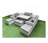 10 PCs Rising Dining Table Set Inclining Love Sofa Seat Big Footstool Fimous Light Grey One Size