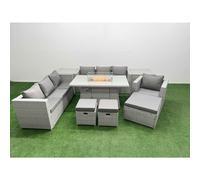 10 Seat PE Rattan Lounge Sofa Set Outdoor Garden Furniture Set Fimous Light Grey One Size
