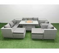 Fimous 10 Seat Rattan Lounge Sofa Set Outdoor Garden Furniture Set in Light Grey Fimous Light Grey