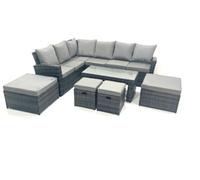 Fimous 10 Seat Rattan Garden Furniture Corner Sofa Set Outdoor Patio Sofa Table Set With 2 Small Footstools 2 Big Footstools