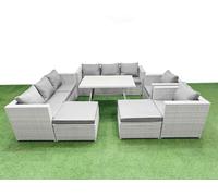 Fimous 10 Seater Garden Furniture Set with 2 Big Stool Light Grey Fimous Light Grey