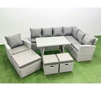 10 Seater Garden Outdoor Rattan Furniture Set Dining Table Fimous Light Grey One Size