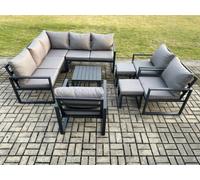 Fimous 10 Seater Outdoor Aluminium Garden Furniture Set Corner Lounge Sofa Set With Square Coffee Table