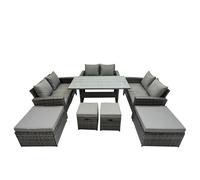 Fimous 10 Seater Outdoor Dining Table Double Seat Sofa 4 Stool Set