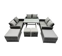 Fimous 10 Seater Outdoor Dining Table Double Seat Sofa 4 Stools Set