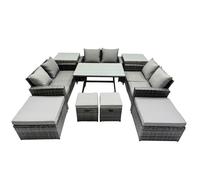 Fimous 10 Seater Outdoor Table Double Seat Sofa 4 Stools 2 Side Table Set