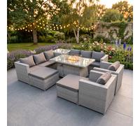 Fimous 10 Seat PE Rattan Sofa Set Outdoor Garden Furniture Set in Light Grey Fimous Light Grey