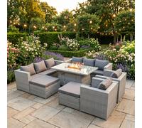 Fimous 10 Seat PE Wicker Rattan Lounge Sofa Set Outdoor Garden Furniture Set in Light Grey Fimous Light Grey