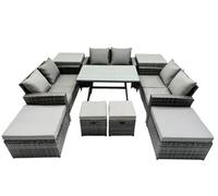 Fimous 10 Seater Outdoor Table Double Seat Sofa 4 Stools 2 Side Table Set