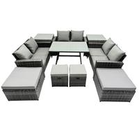 Fimous 10 Seater Outdoor Table Double Seat Sofa 4 Stools 2 Side Table Set