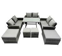 Fimous 10 Seater Outdoor Dining Table Double Seat Sofa 4 Stools Set
