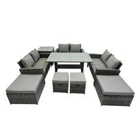Fimous 10 Seater Outdoor Table Double Seat Sofa Side Table 4 Stools Set