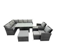 Fimous 11 Seat Outdoor Height Adjustable Rising Lifting Table Corner Sofa Set