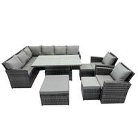 11 Seat Outdoor Height Adjustable Rising Lifting Table Corner Sofa Set Fimous Dark Grey One Size