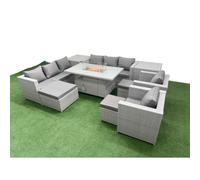 11 Seat PE Wicker Rattan Lounge Sofa Set Outdoor Garden Furniture Set Fimous Light Grey One Size