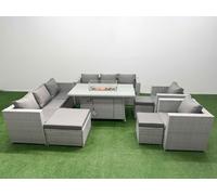 11 Seat PE Rattan Lounge Sofa Sets Outdoor Garden Furniture Set Fimous Light Grey One Size