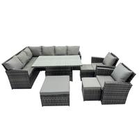 11 Seat Outdoor Height Adjustable Rising Lifting Table Corner Sofa Set Fimous Dark Grey One Size