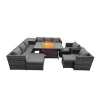 Fimous 11 Seater Garden Outdoor Rattan Furniture Set with 3 Stools