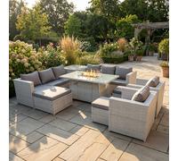 11 Seat PE Rattan Lounge Sofa Set Outdoor Garden Furniture Sets Fimous Light Grey One Size