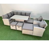 Fimous 12 Seat Garden Furniture Corner Sofa with Armchair Light Grey Fimous Light Grey