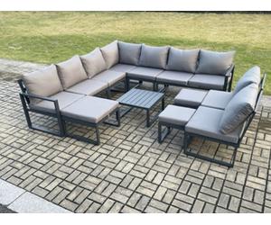 Fimous 12 Seater Patio Outdoor Garden Furniture Aluminium Lounge Corner Sofa Set With Square Coffee Table