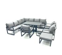 13 Seater Outdoor Aluminum Garden Furniture Set Corner Sofa 3 Chair 3 Footstools Adjustable Rising Lifting Dining Table Sets Dark Grey Fimous Dark Grey One Size