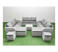 13 Seater Outdoor Garden Furniture Sets PE Rattan Lounge Sofa Set Fimous Light Grey One Size