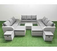 13 Seater Outdoor Garden Furniture Set PE Rattan Lounge Sofa Sets Fimous Light Grey One Size