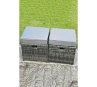 Fimous 2 PC Rattan Small Footstool Dark Grey Mixed Fimous Dark Grey