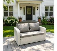 Fimous 2 Seater Sofa Rattan Curved Arm Loveseat