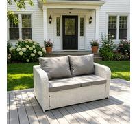 Fimous 2 Seater Sofa Rattan Curved Arm Loveseat