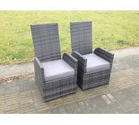 Fimous 2 x Dark Grey Mixed Outdoor Rattan Reclining Chairs - Grey