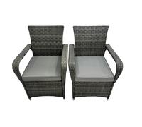 Fimous 2 x Rattan Garden Dining Chairs - Grey