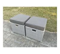 Fimous 2PC Rattan Fully Assembled Footstool Outdoor Garden Furniture
