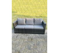 Fimous 3 Seater Rattan Lounge Sofa Thick Cushion in Dark Grey Fimous Dark Grey